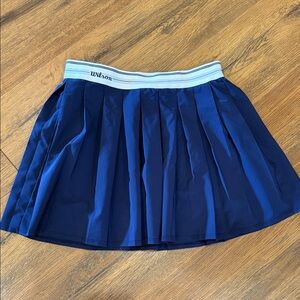 Girls size L Wilson Blue Pleated Tennis Skirt with White Waistband